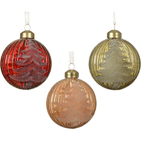 Decoris Palla di Natale Vetro Trasparente 8cm Colori Assortiti