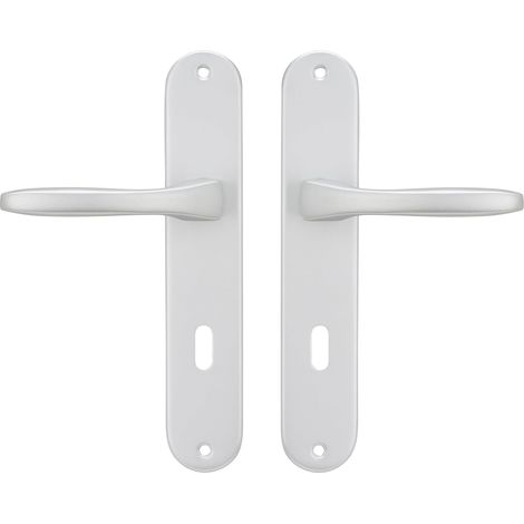 1 Paire De Poignées Sur Plaque En Aluminium Pour Porte Intérieure Antibes 70mm Carré 7mm Argent 22x4cm (1/3)