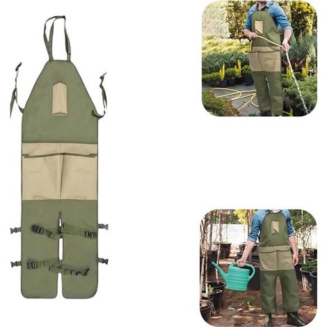 Tablier de jardin imperméable à pochettes - tablier de cueillette réglable pour vergers et jardin, vert, 118 x 45 cm (1/5)