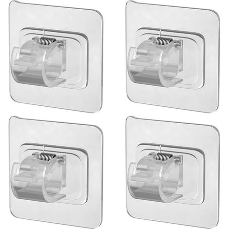 Support Tringle Rideaux Auto-Adhésif - ABS et Acier Inoxydable - Charge Max 5 kg - Pour Surfaces Lisses - Sans Percage - 8 Pièces - 6 x 6 cm (1/5)