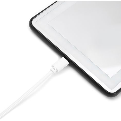 Miroir de courtoisie voiture LED rechargeable noir, réglage tactile capacitif, éclairage ajustable, miroir cosmétique pour maquillage et réparation (1/3)