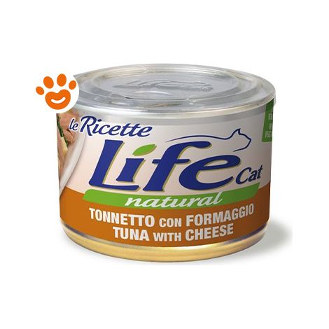 Life Cat Natural "Le Ricette" Tonnetto con Formaggio - Lattina 150 Gr -