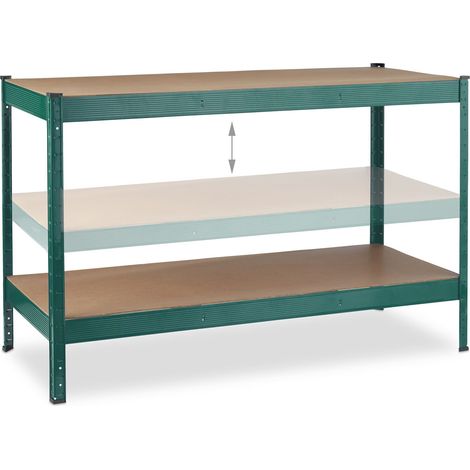 Banc de travail réglable pour atelier garage 90 x 60 x 75 cm pratique avec espace rangement en acier gris (1/3)