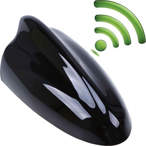 Antena de techo tipo aleta de tiburón para automóviles, señal de radio AM/FM, instalación autoadhesiva, compatible con SUV y camionetas todoterreno.