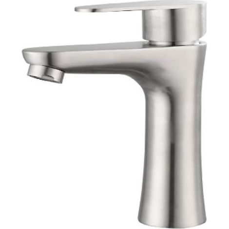 (sans Tuyau) Robinet De Lavabo En Acier Inoxydable, Robinet D'eau Chaude Et Froide Monotrou, Bross (1/4)