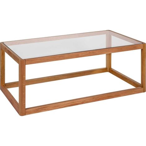 Table basse en chêne et verre élégance naturelle salon - chêne naturel et verre transparent (1/3)
