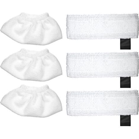 Lot de 6 serpillères de rechange pour Karcher SC2-SC3-SC4-SC5 (3 housses de buse de chiffon et 3 tampons de nettoyage en microfibre) (1/4)