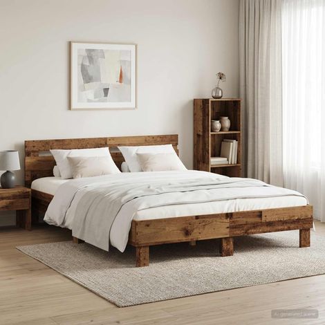 Cadre de lit Bois ancien 120 x 190 cm Bois d'ingénierie (1/5)