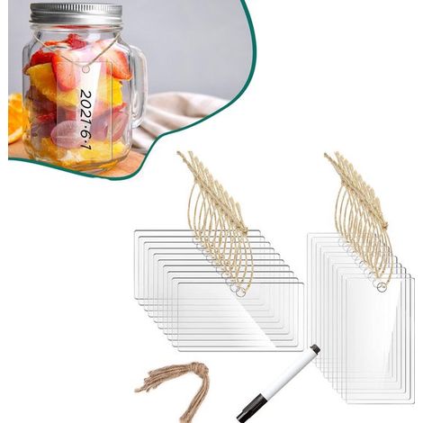 Etichette per marmellate, etichette per la cucina, etichette adesive per congelatore, rettangolari, scrivibili, appendibili, resistenti all'acqua e all'olio. (1/5)
