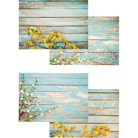 4 x 12 sets de table en papier avec motif Primavera 48 pièces DIN A3 Papier de qualité supérieure Sous-main avec fleurs, bois Naturel, branches Sets de table jetables (1/5)