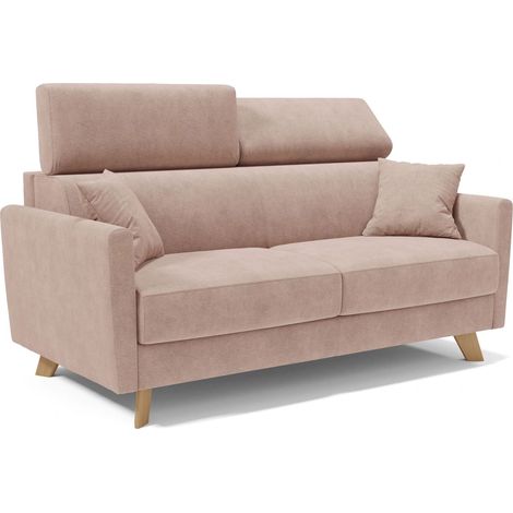 Francy Schlafsofa mit verstellbaren Kopfstützen aus abwaschbarem Stoff T17 160 cm (mat. 120x197) Rosa