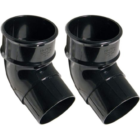 68mm Round Gutter Pipe 112 Degree Offset Bend - Black - Pack of 2