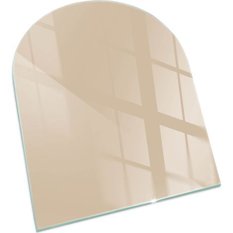 Plaque Rectangulaire de sol pour cheminée en verre trempé avec impression Couleur Beige 80x70 cm (1/5)