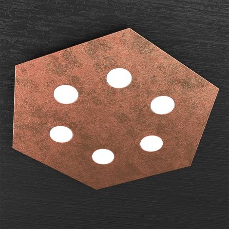 Plafoniera Industrial-Minimal Esagonale Hexagon Metallo Foglia Rame 6 Led 12X6W (1/4)