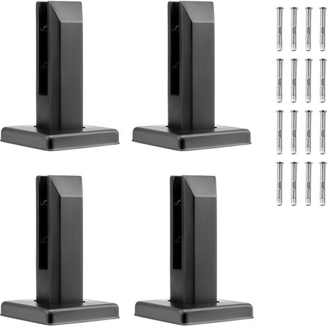 Lot de 4 pinces à verre carrées pour garde-corps, acier inoxydable 304, verre 8 à 12 mm, noir (1/5)
