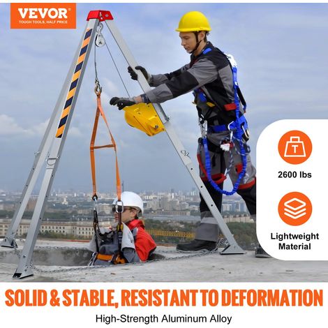 Kit trépied pour espace confiné, 1179 kg, trépied de sauvetage, pieds 1,6 à 2,45 m câble 30 m protection contre les chutes de 10 m,… (1/5)