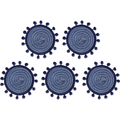 sous-Verres pour Boissons 5 Pièces Boho Résistant À La Chaleur Absorbant  Set de Sous-verres Tressés Décor de Table Basse Pour Décoration Maison Salon Chambre Bureau Appartement Ferme Cadeau De P (1/5)