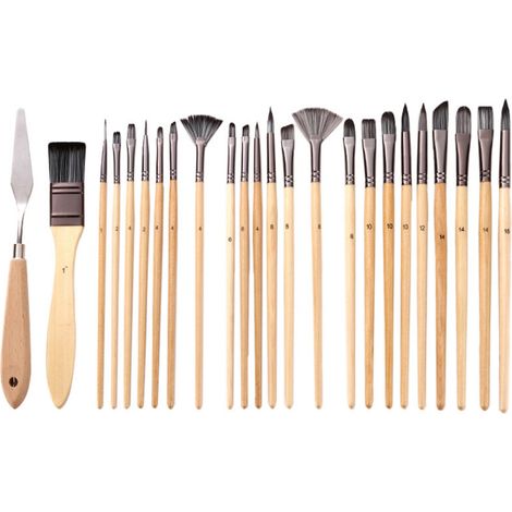 Ensemble de 24 pinceaux de peinture pour artistes, 24 tailles différentes avec pochette en tissu (1/5)