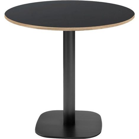 Table ronde Ø 70 cm - modèle Round noir chants bois