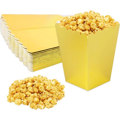 Boite Pop Corn Petite Popcorn Boîtes Doré, Boite a Pop Corn Boîtes à Popcorn Conteneur Carton en Papier, Conteneurs de Bonbons en Papier pour Anniversaires, Soirées, Cinéma, Fête (1/5)