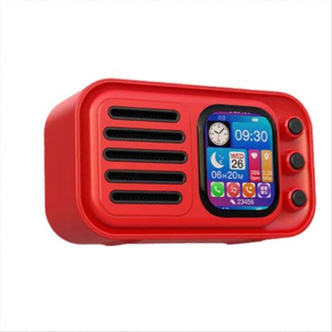 Enceintes HiFi sans fil Bluetooth rétro portables avec écran tactile, radio FM, caisson de basses, réveil et affichage des paroles, A (1/5)