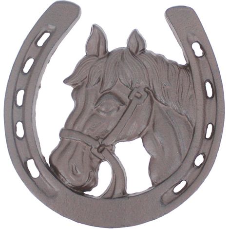Wanddeko Hufeisen mit Pferd aus Gusseisen braun 26 cm (1/5)