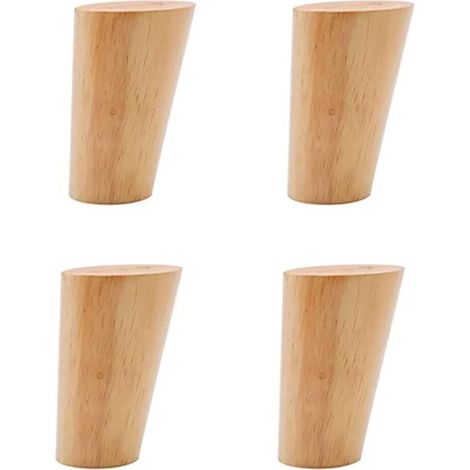 4 Stück Tischbeine aus Holz, Massivholz-Möbelbeine, konische Holz-Ersatzbeine für Stühle mit rutschfesten Gleitern für Tisch, Stuhl, Schrank, Bett, Kommode (1/5)