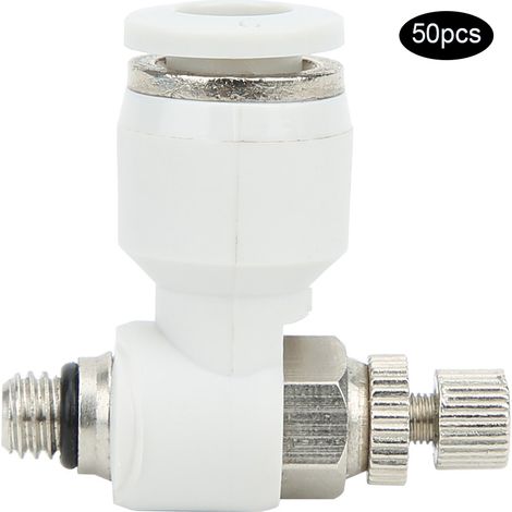 50 raccords pneumatiques blancs réglables SL6-M5, valves de régulation de débit d'air, connecteurs rapides durables, lot de 50 (1/5)