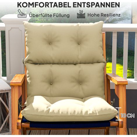 Coussin de chaise épais et moelleux pour rocking-chair, adapté à l'intérieur et à l'extérieur, teinte beige (1/4)