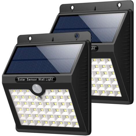 Lampe Solaire Extérieur Jardin, 46 LED éclairage Solaire Extérieur avec Détecteur de Mouvement étanche sans Fil LED Sécurité Lumière Solaire Puissant 3 Modes Intelligentes Luminaire - 2 Pack
