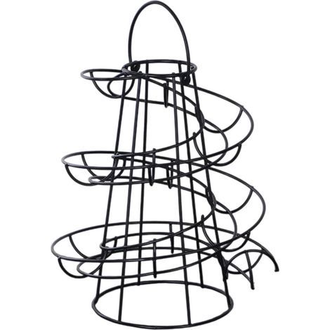 Un distributeur d'œufs en spirale, un support à œufs robuste, un séchoir et un support de rangement pour plan de travail (noir).-DOU