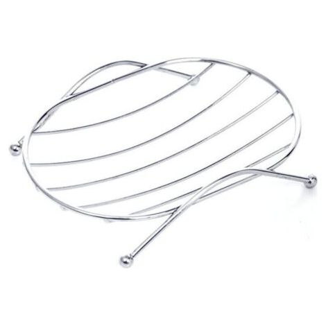 FENOPLASTICAPorte-savon en acier inoxydable, argenté, 12 cm x 8 cm x 2 cm, porte-savon de salle de bain avec système de drainage. (1/4)