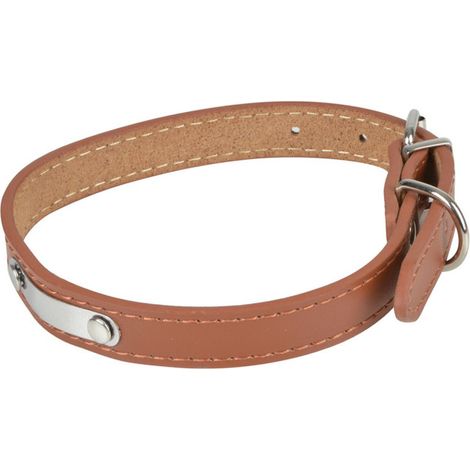 Collier Pour Chien en Cuir "Plaque" 60cm Cognac (1/2)