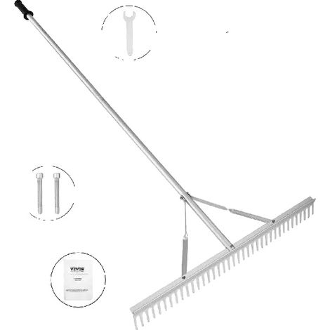 Landschaftsrechen, Aluminiumlegierung, 36,02" Rechenkopfgröße, 75" Stiellänge, 3,53 lb Gewicht, 37 Zähne (1/5)