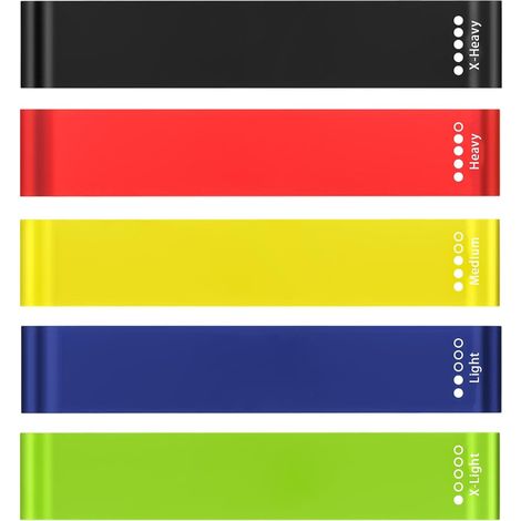 5 Bandes Élastiques, 5 Niveaux de Résistance, Elastique Sport pour Fitness Pilates Yoga -Bande de Resistance Musculation avec Sac de Rangement pour développer la Force Musculaire (1/5)