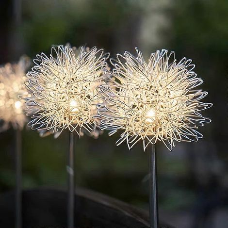 Löwenzahn-Solar-Gartenleuchten, wasserdichte LED-Gartenleuchten für den Außenbereich, 2er-Pack