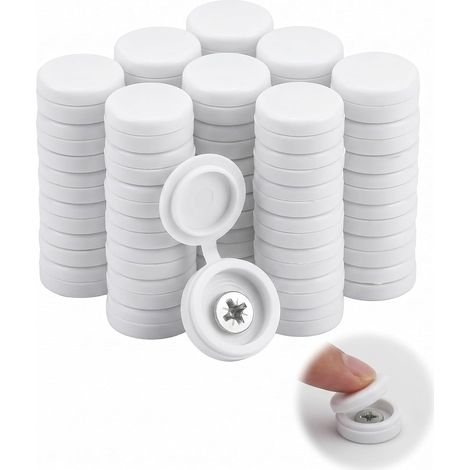 Cache Vis Blanc 100 Pièces, Bouchon Couvercle Décoratif en Plastique pour Meubles, Mur, Finition Esthétique & Protection (1/5)