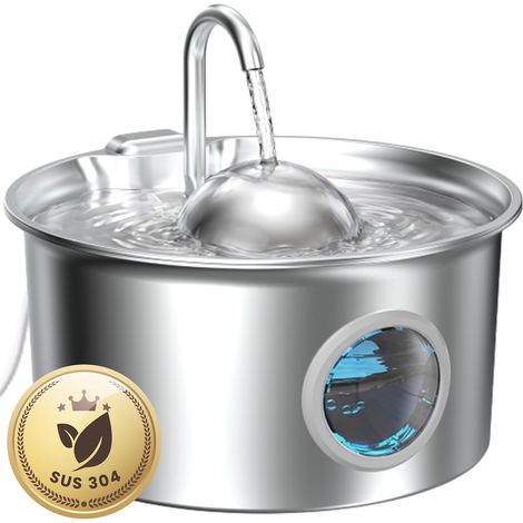 Fontaine a Eau Chat Inox: Fontaine à Eau pour Chat3L Fontaines Chats Acier Inoxydable Automatique Distributeur Eaus Chats Robinet Forme hémisphérique