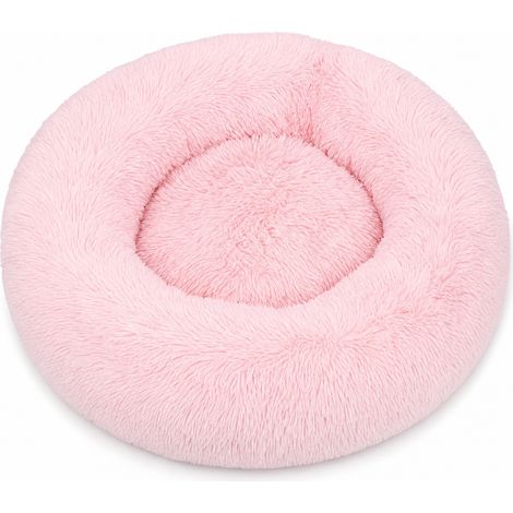 Niche ronde en fausse fourrure douce rose clair 55 x 50 cm (1/5)