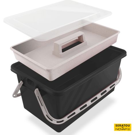 Boite de rangement 10 L Noir - couvercle Translucide - SERATOU - 5910061 (1/5)