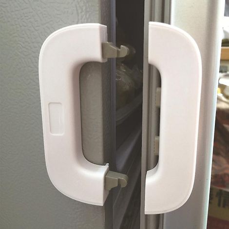 Verrou de sécurité enfant pour réfrigérateur blanc avec colle forte (1/4)