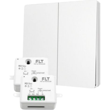 Kit interrupteur va et vient sans fil – Auto alimenté piézoélectrique – 1 bouton poussoir double allumage – 2 récepteurs pour luminaires LED et halogènes (1/5)