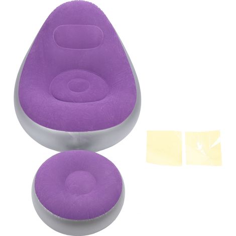 Chaise longue gonflable avec repose-pieds, canapé pliant floqué en PVC, canapé gonflable pour chambres, Camping, maison, violet