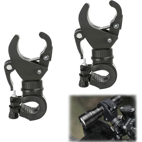 Ensemble d'adaptateurs de pince multifonctions universels 2 pièces – pour éclairage de vélo, caméra d'action, parasol et accessoires, se fixe au guidon, aux sièges de pêche et aux tubes (1/5)
