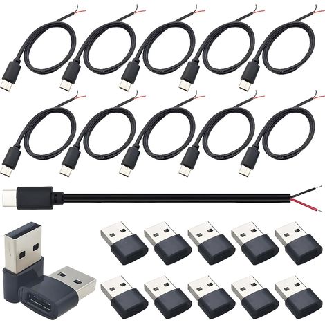 Typ-C-Stecker, offenes Anschlusskabel (0,5 m), 2-adriges 22AWG USB-C-Anschlusskabel und 10 Adapter (nur zum Laden) (1/5)
