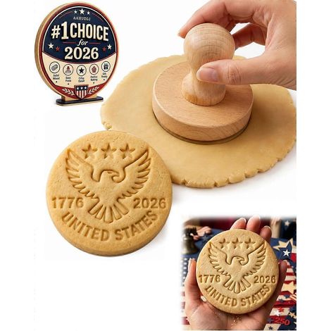 Tampon à biscuits en bois commémoratif 250e anniversaire des États-Unis, modèle US 250 Cent, n° A (1/5)