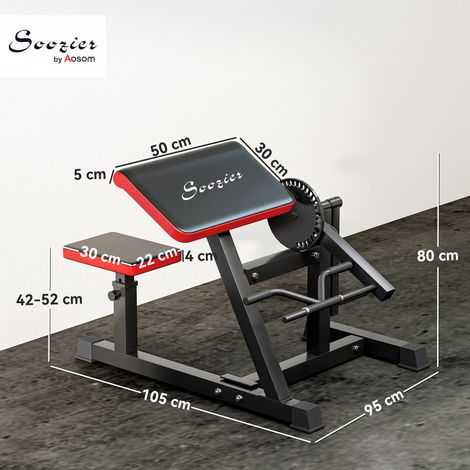 Macchina 2 in 1 per bicipiti e tricipiti, panca per curl bicipiti con sedile regolabile e supporto per gomiti per palestra domestica