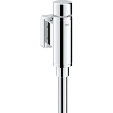 Robinet de chasse d'eau pour urinoir – Finition chromée GROHE StarLight® – Volume de rinçage réglable 1,0 à 4,0 l – Tube de chasse 200 mm (1/8)