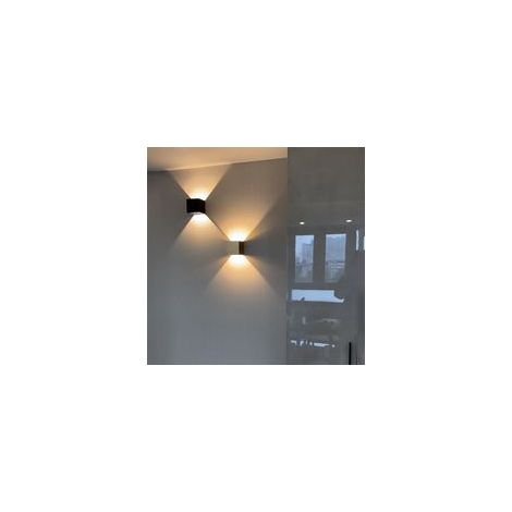 (Noir) Lampe murale 12W, 2 pièces lampe murale LED 3000K extérieur/intérieur, lampe murale extérieure ajustable, lampe murale intérieure étanche IP65 pour la chambre, le couloir et le salon