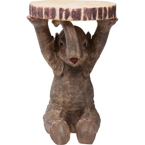 Table d'Appoint Animal Elephant, Marron/Gris, Rond, Diamètre 35 cm, Table de Salon, Meuble, Cadeau, Deco Intérieur, Décoration Chambre, Maison (1/5)